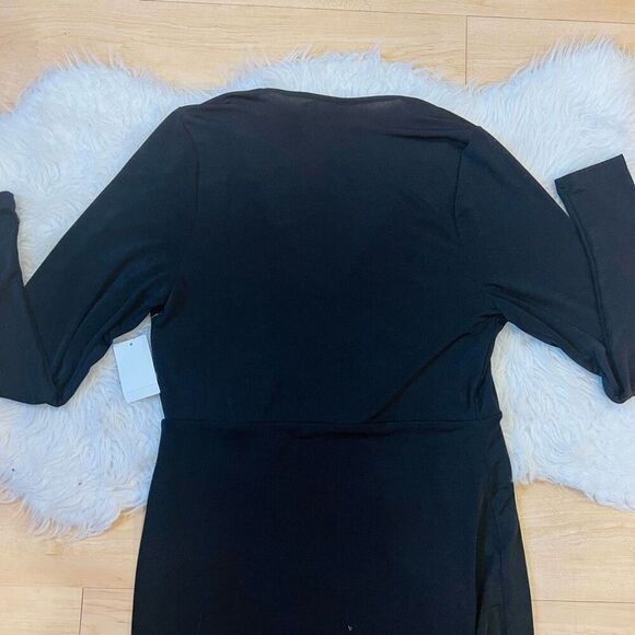 Good American Good Touch Wrap Dress Black Long Sleeve size 4 plus size - Picture 7 of 9